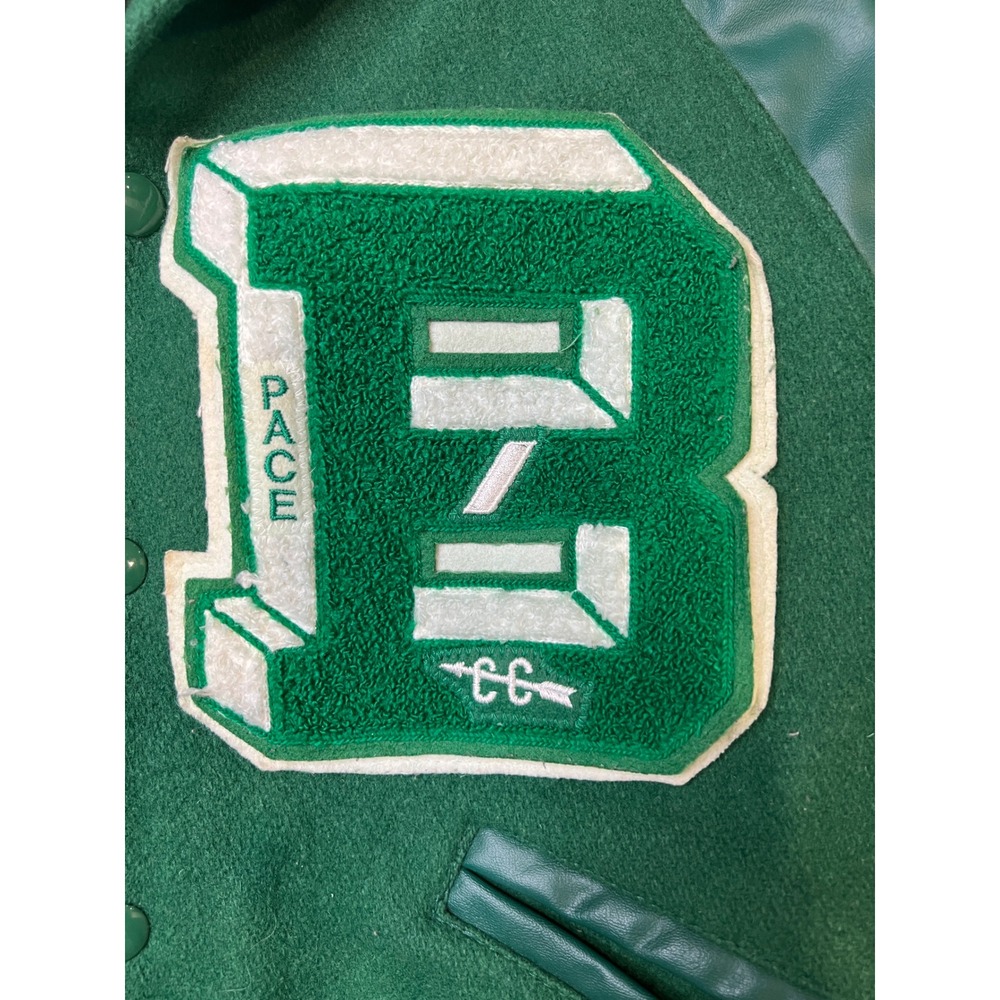 Meca Varsity Letterman Jacket Womens Small Green Gonzalez Stefany Good Vintage - Picture 3 of 9